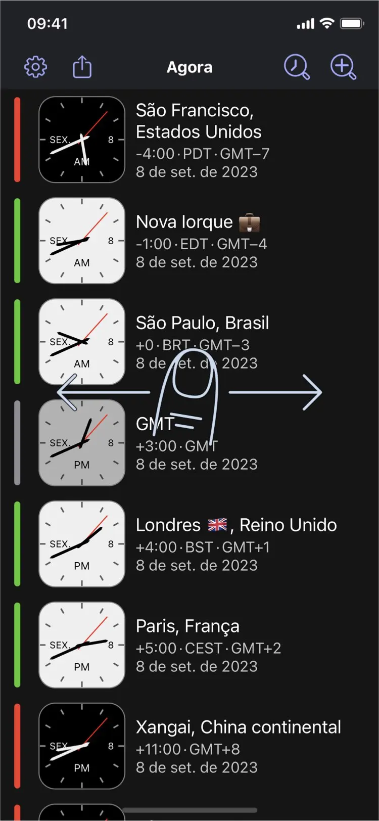 Time Intersect - Deslize todas as localidades para o futuro